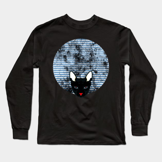 sphynx cat - black cat Long Sleeve T-Shirt by BaronBoutiquesStore